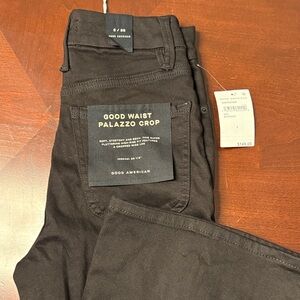 Good American Black Palazzo Crop Jeans